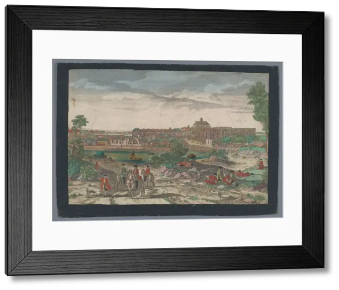 Framed Print : View of the city and the Palace of Versailles, 1742-1801. Creator: Anon Framed Print : View of the city and the Palace of Versailles, 1742-1801. Creator: Anon
