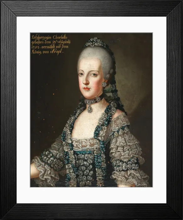 Framed Print : Portrait of Archduchess Maria Carolina of Austria (1752-1814), Queen of Naples and Sicily, 18th cent Creator: Anonymous Framed Print : Portrait of Archduchess Maria Carolina of Austria (1752-1814), Queen of Naples and Sicily, 18th cent Creator: Anonymous