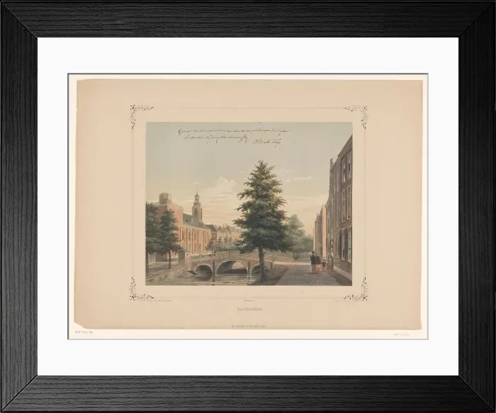Framed Print : View of the Rapenburg in Leiden, 1854. Creator: Gerardus Johannes Bos Framed Print : View of the Rapenburg in Leiden, 1854. Creator: Gerardus Johannes Bos