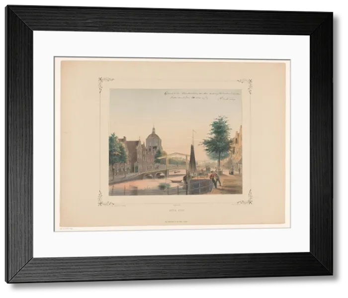 Framed Print : View of the Oude Vest in Leiden, 1854. Creator: Gerardus Johannes Bos Framed Print : View of the Oude Vest in Leiden, 1854. Creator: Gerardus Johannes Bos
