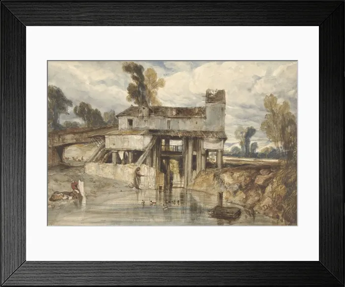 Framed Print : Landscape with water mill, 1813-1860. Creator: Alexandre Gabriel Descamps Framed Print : Landscape with water mill, 1813-1860. Creator: Alexandre Gabriel Descamps