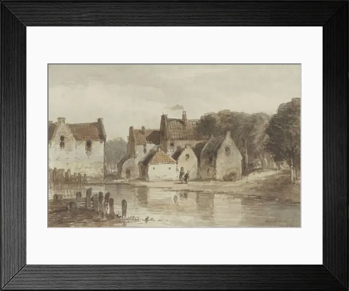 Framed Print : Houses on a canal, in or before 1876. Creator: Andreae Framed Print : Houses on a canal, in or before 1876. Creator: Andreae