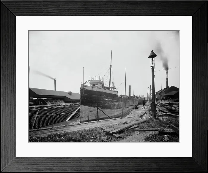 Framed Print : Str. John Craig in dry dock, Detroit, between 1900 and 1905. Creator: Unknown Framed Print : Str. John Craig in dry dock, Detroit, between 1900 and 1905. Creator: Unknown