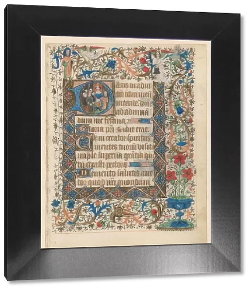 Manuscript from a book of hours with historized initial D, c.1400-c.1449. Creator: Anon