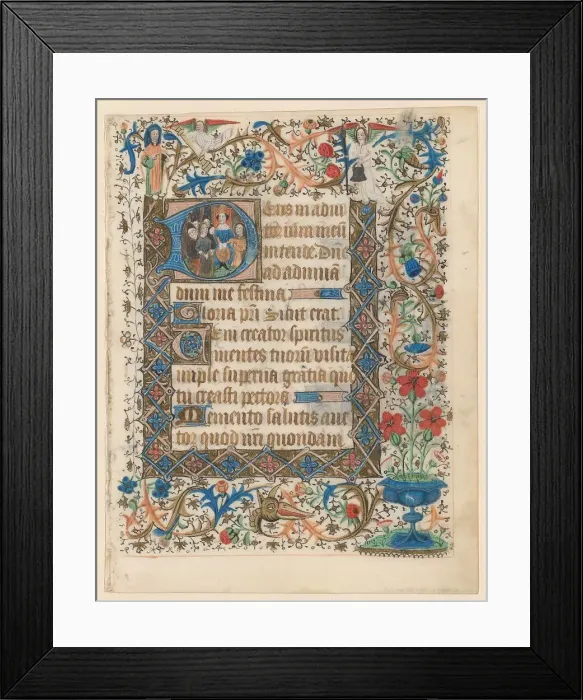 Framed Print : Manuscript from a book of hours with historized initial D, c.1400-c.1449. Creator: Anon Framed Print : Manuscript from a book of hours with historized initial D, c.1400-c.1449. Creator: Anon