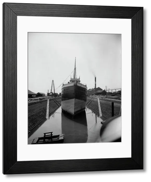 Framed Print : Str. John Craig in dry dock, Detroit, between 1900 and 1905. Creator: Unknown Framed Print : Str. John Craig in dry dock, Detroit, between 1900 and 1905. Creator: Unknown