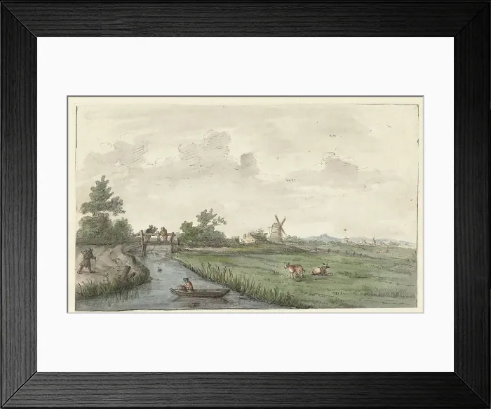 Framed Print : Landscape with canal and country road, 1661-1693. Creator: Gerrit Grasdorp Framed Print : Landscape with canal and country road, 1661-1693. Creator: Gerrit Grasdorp