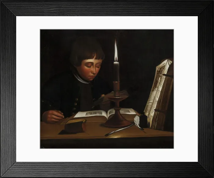 Framed Print : Boy Reading at Artificial Light, 1763-1764. Creator: Jens Juel Framed Print : Boy Reading at Artificial Light, 1763-1764. Creator: Jens Juel