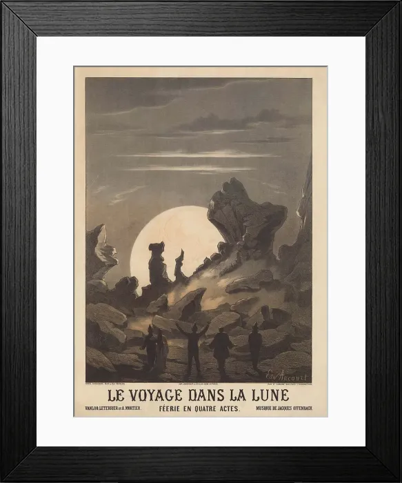 Framed Print : Poster for the opéra-féerie Le voyage dans la Lune (A Trip to the Moon) by Jacques Offenbach, 1875. Creator: Ancourt, Edward (active 1872-1895) Framed Print : Poster for the opéra-féerie Le voyage dans la Lune (A Trip to the Moon) by Jacques Offenbach, 1875. Creator: Ancourt, Edward (active 1872-1895)