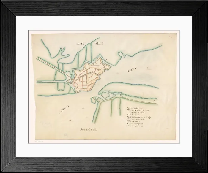 Framed Print : Map of Hasselt fortress, c.1650-c.1799. Creator: Anon