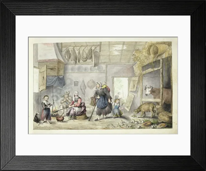 Framed Print : Farmhouse interior (charity or poverty), 1660-c.1687. Creator: Gesina ter Borch Framed Print : Farmhouse interior (charity or poverty), 1660-c.1687. Creator: Gesina ter Borch