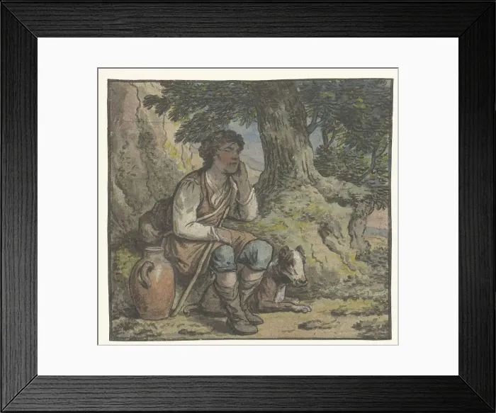 Framed Print : Boy under a tree with a dog and a jug, 1756-1813. Creator: Anthony Andriessen Framed Print : Boy under a tree with a dog and a jug, 1756-1813. Creator: Anthony Andriessen