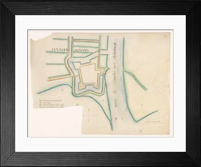 Framed Print : Map of Kuinre Fortification, c.1650-c.1799. Creator: Anon
