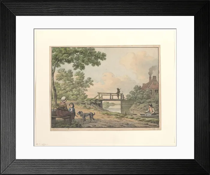 Framed Print : Landscape with figures and a bridge near a farmhouse, 1756-1813. Creator: Anthony Andriessen Framed Print : Landscape with figures and a bridge near a farmhouse, 1756-1813. Creator: Anthony Andriessen