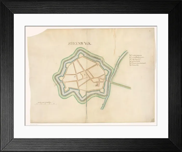 Framed Print : Map of Steenwijk Fortress, c.1650-c.1799. Creator: Anon Framed Print : Map of Steenwijk Fortress, c.1650-c.1799. Creator: Anon