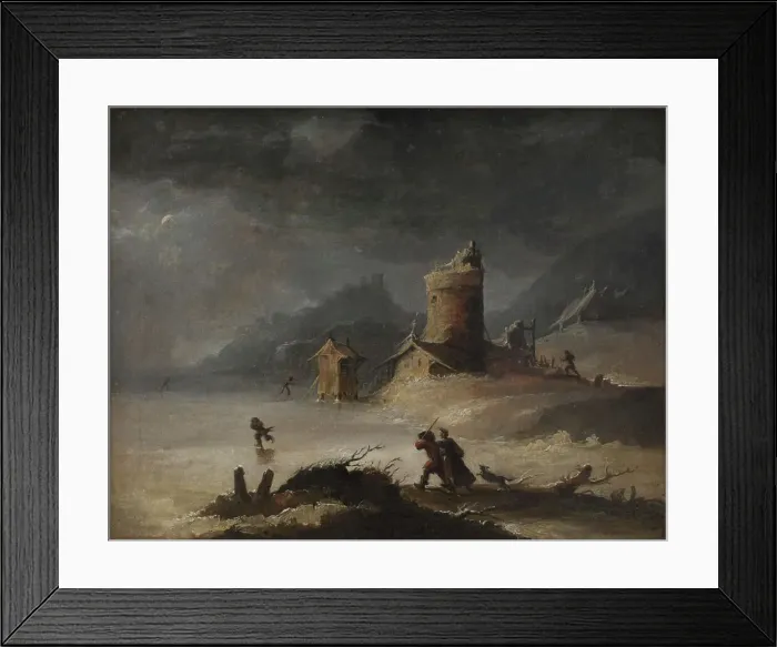 Framed Print : Landscape With Skaters, 1770-1779. Creator: Peter Cramer Framed Print : Landscape With Skaters, 1770-1779. Creator: Peter Cramer