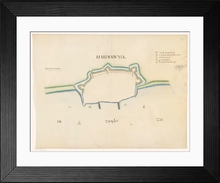 Framed Print : Plan of Harderwijk Fortress, c.1650-c.1799. Creator: Anon