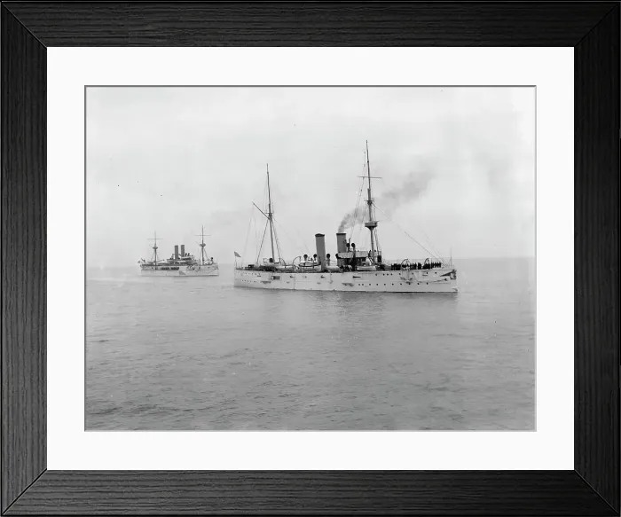 Framed Print : U.S.S. Raleigh and U.S.S. Maine, between 1895 and 1898. Creator: Unknown Framed Print : U.S.S. Raleigh and U.S.S. Maine, between 1895 and 1898. Creator: Unknown