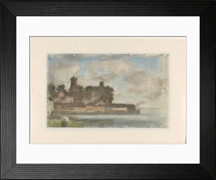 Framed Print : Landscape with windmills by water, 1869-1937. Creator: Antonie Louis Koster Framed Print : Landscape with windmills by water, 1869-1937. Creator: Antonie Louis Koster