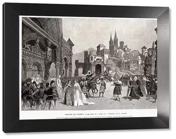 Scene from the premiere of the Opera Le Cid by Jules Massenet, 1885. Creator: Bayard, Émile-Antoine (1837-1891)