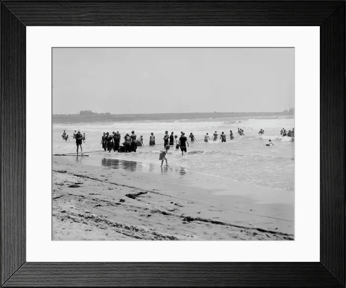 Framed Print : Surf bathing at Easton's Beach, Newport, R.I. between 1900 and 1905. Creator: Unknown Framed Print : Surf bathing at Easton's Beach, Newport, R.I. between 1900 and 1905. Creator: Unknown