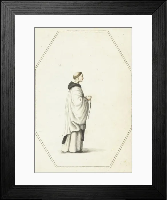 Framed Print : Monk standing with a rosary, c.1657. Creator: Gesina ter Borch Framed Print : Monk standing with a rosary, c.1657. Creator: Gesina ter Borch