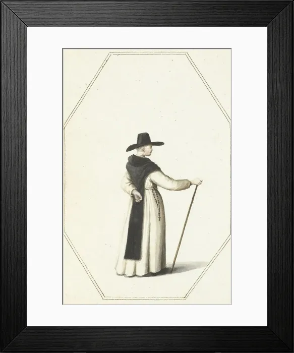Framed Print : Monk standing with a staff, c.1657. Creator: Gesina ter Borch Framed Print : Monk standing with a staff, c.1657. Creator: Gesina ter Borch