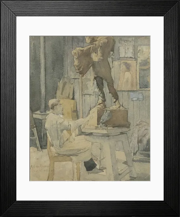 Framed Print : Jan Toorop in a sculptor's studio, 1883. Creator: Antoon Derkinderen Framed Print : Jan Toorop in a sculptor's studio, 1883. Creator: Antoon Derkinderen