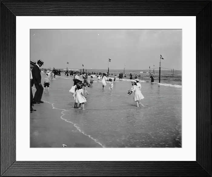 Framed Print : On the beach at Rockaway, N.Y. between 1900 and 1906. Creator: Unknown Framed Print : On the beach at Rockaway, N.Y. between 1900 and 1906. Creator: Unknown