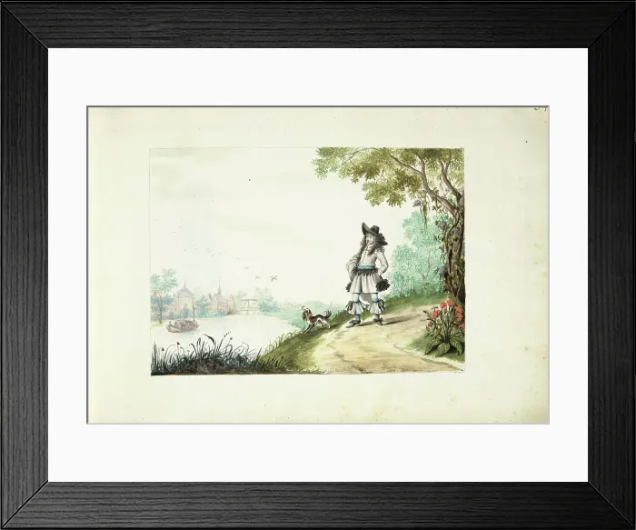 Framed Print : Gentleman walking along a river, c.1661. Creator: Gesina ter Borch Framed Print : Gentleman walking along a river, c.1661. Creator: Gesina ter Borch