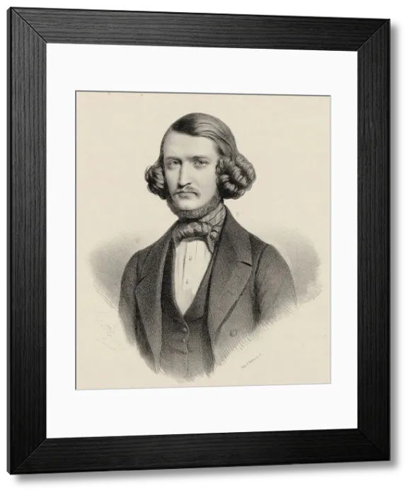 Framed Print : Portrait of the violinist Alexandre Joseph Artôt (1815-1845), 1845. Creator: Alophe, Marie-Alexandre Menut (1812-1883) Framed Print : Portrait of the violinist Alexandre Joseph Artôt (1815-1845), 1845. Creator: Alophe, Marie-Alexandre Menut (1812-1883)