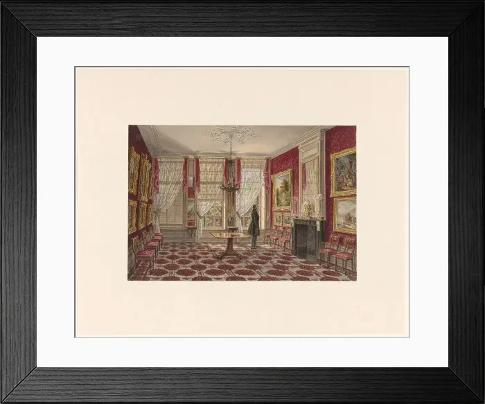 Framed Print : 19th century interior with paintings and standing figure, 1842-1848. Creator: Augustus Wijnantz Framed Print : 19th century interior with paintings and standing figure, 1842-1848. Creator: Augustus Wijnantz