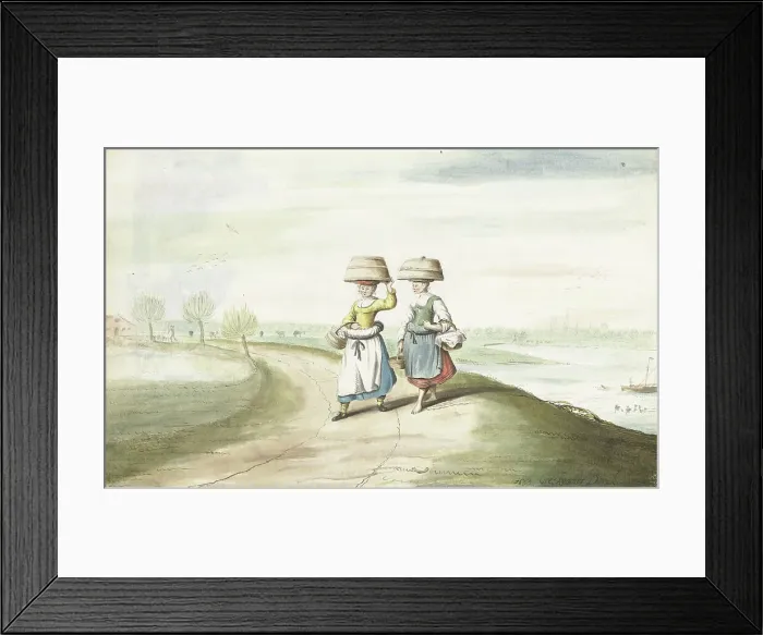 Framed Print : Two peasant women walking in a landscape, 1654. Creator: Gesina ter Borch Framed Print : Two peasant women walking in a landscape, 1654. Creator: Gesina ter Borch