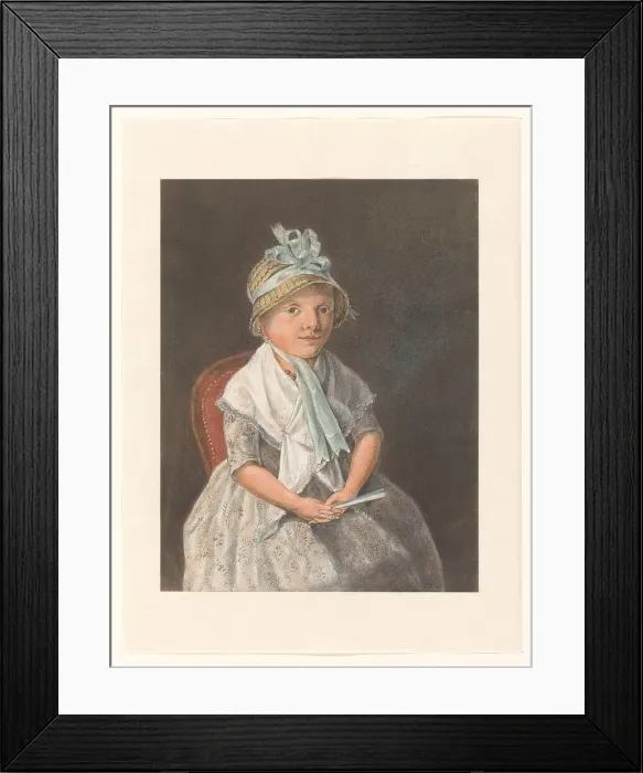 Framed Print : Portrait of a seated girl with a fan, 1804. Creator: Anthony Oberman Framed Print : Portrait of a seated girl with a fan, 1804. Creator: Anthony Oberman