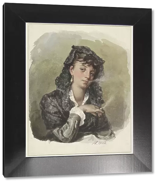 Young woman with a cigarette, 1823-1892. Creator: Antonio Zona