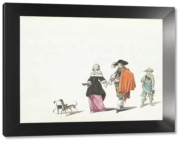 Couple walking hand in hand, followed by a young man, c.1654-c.1658. Creator: Gesina ter Borch