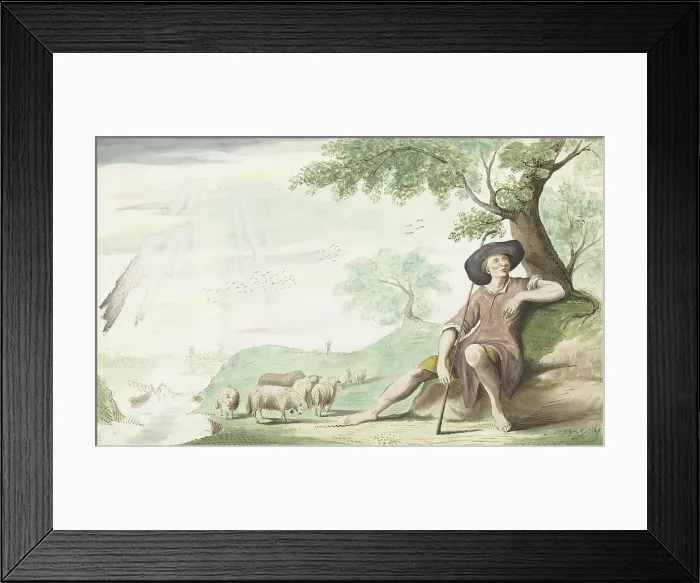 Framed Print : Shepherd resting under a tree near his herd, 1654. Creator: Gesina ter Borch Framed Print : Shepherd resting under a tree near his herd, 1654. Creator: Gesina ter Borch