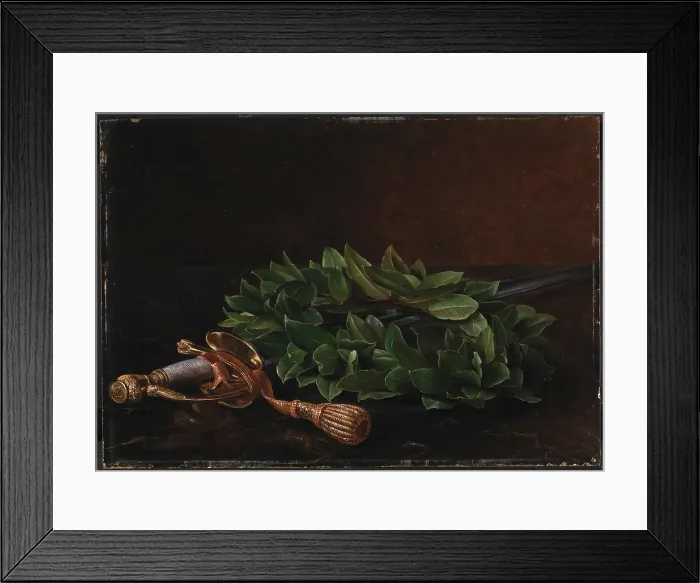 Framed Print : Sword and laurel wreath, 1848. Creator: Johan Laurentz Jensen Framed Print : Sword and laurel wreath, 1848. Creator: Johan Laurentz Jensen