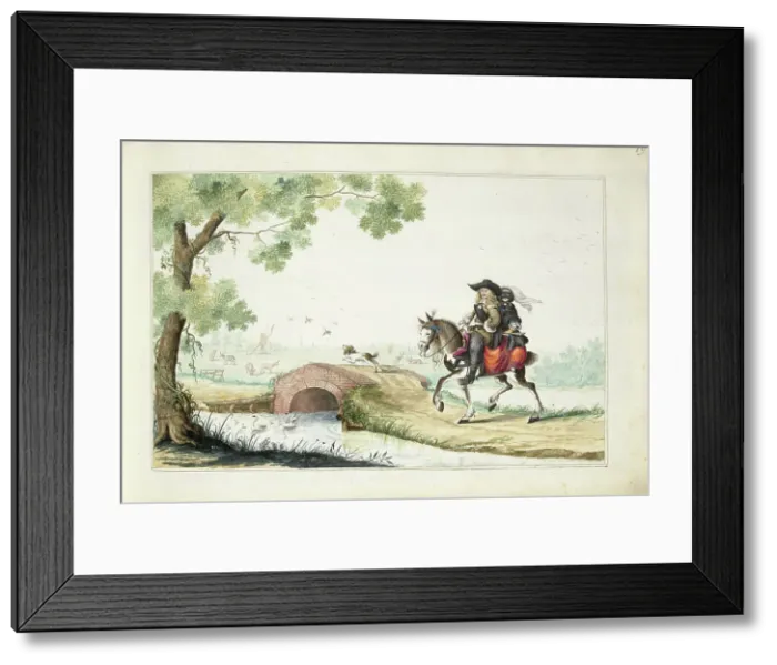 Framed Print : Man and masked woman on horseback, 1660. Creator: Gesina ter Borch Framed Print : Man and masked woman on horseback, 1660. Creator: Gesina ter Borch
