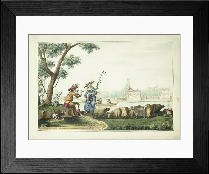 Framed Print : Pastoral show on a river, 1655. Creator: Gesina ter Borch Framed Print : Pastoral show on a river, 1655. Creator: Gesina ter Borch