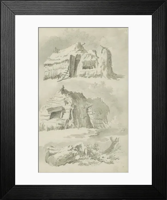 Framed Print : Barn and felled trees, c.1780-c.1800. Creator: Bernhard Heinrich Thier Framed Print : Barn and felled trees, c.1780-c.1800. Creator: Bernhard Heinrich Thier
