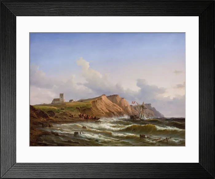 Framed Print : Shipwreck after a Storm off the West Coast of Jutland near Ferring Church, 1848. Creator: Carl Frederik Sorensen Framed Print : Shipwreck after a Storm off the West Coast of Jutland near Ferring Church, 1848. Creator: Carl Frederik Sorensen