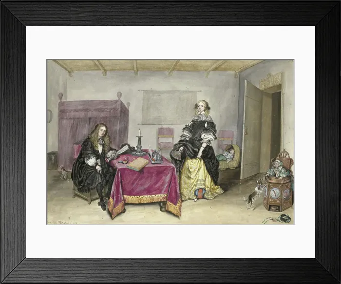 Framed Print : Sijbrant Schellinger and Jenneken ter Borch with two children in an interior, 1669. Creator: Gesina ter Borch Framed Print : Sijbrant Schellinger and Jenneken ter Borch with two children in an interior, 1669. Creator: Gesina ter Borch