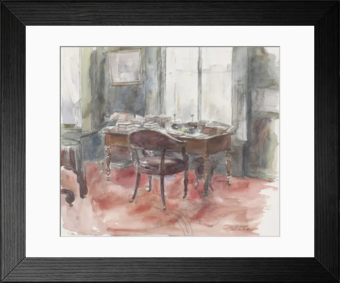 Framed Print : The desk in Mr. S. van Houten's study, in the house at Riouwstraat 6, in The Hague, 1872-1950. Creator: Barbara Elisabeth van Houten Framed Print : The desk in Mr. S. van Houten's study, in the house at Riouwstraat 6, in The Hague, 1872-1950. Creator: Barbara Elisabeth van Houten