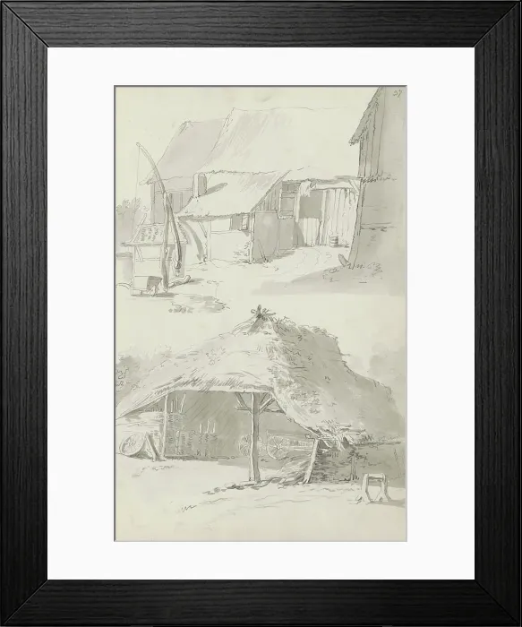 Framed Print : Farmyard and farm buildings, c.1780-c.1800. Creator: Bernhard Heinrich Thier Framed Print : Farmyard and farm buildings, c.1780-c.1800. Creator: Bernhard Heinrich Thier