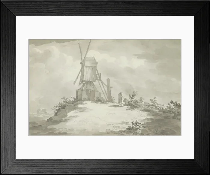 Framed Print : Mill on a hill near the coast, c.1780-c.1800. Creator: Bernhard Heinrich Thier Framed Print : Mill on a hill near the coast, c.1780-c.1800. Creator: Bernhard Heinrich Thier