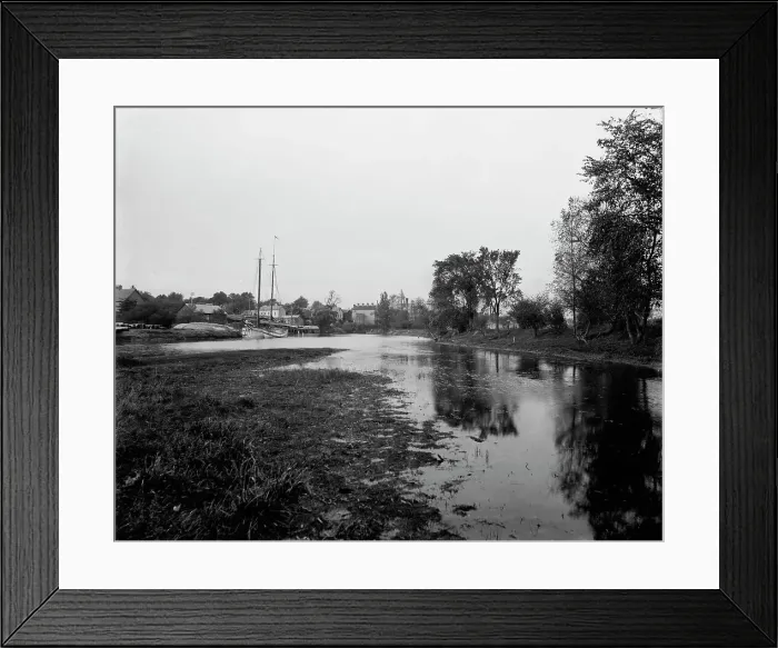 Framed Print : Clinton River near Market St. Mt. Clemens, between 1880 and 1899. Creator: Unknown Framed Print : Clinton River near Market St. Mt. Clemens, between 1880 and 1899. Creator: Unknown