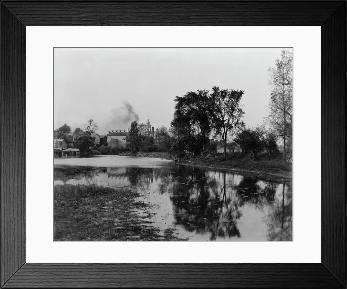 Framed Print : Clinton River near Market St. Mt. Clemens, between 1880 and 1899. Creator: Unknown Framed Print : Clinton River near Market St. Mt. Clemens, between 1880 and 1899. Creator: Unknown