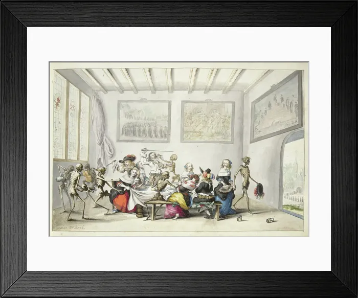 Framed Print : Cheerful company interrupted by death, 1660. Creator: Gesina ter Borch Framed Print : Cheerful company interrupted by death, 1660. Creator: Gesina ter Borch