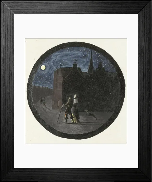 Framed Print : Couple walking in moonlight, in or after c.1654-in or before c.1659. Creator: Gesina ter Borch Framed Print : Couple walking in moonlight, in or after c.1654-in or before c.1659. Creator: Gesina ter Borch